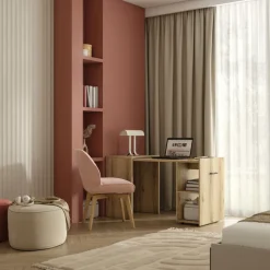 Scrivania 132x60cm ufficio moderna salvaspazio richiudibile rovere chiaro Rocky