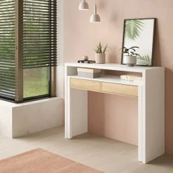 Scrivania 99x66cm ufficio moderna bianco opaco rovere Adam Gihome®