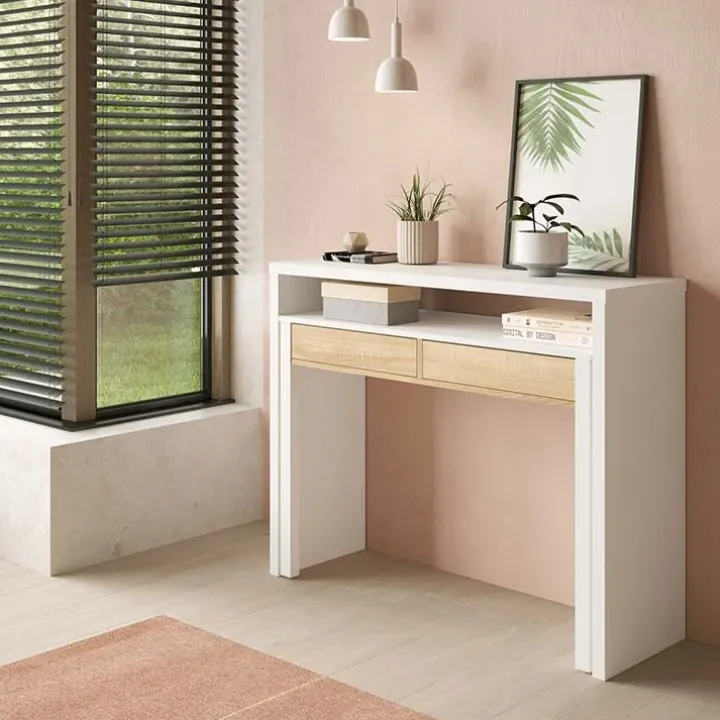 Scrivania 99x66cm ufficio moderna bianco opaco rovere Adam Gihome®
