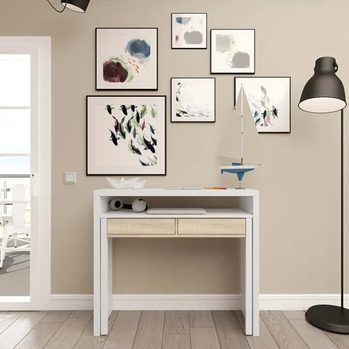 Scrivania 99x66cm ufficio moderna bianco opaco rovere Adam Gihome®