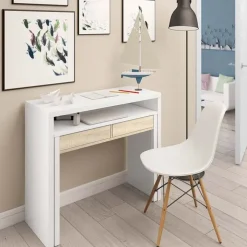 Scrivania 99x66cm ufficio moderna bianco opaco rovere Adam Gihome®