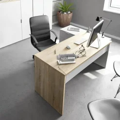 Scrivania 145x108cm ufficio reversibile bianco opaco rovere Work