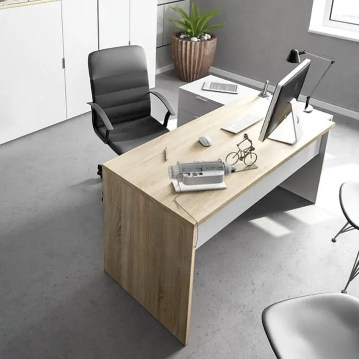 Scrivania 145x108cm ufficio reversibile bianco opaco rovere Work