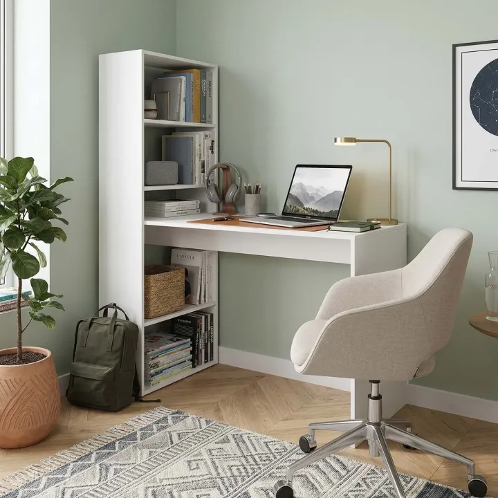 Scrivania 120x53cm ufficio salvaspazio moderna bianco opaco Jolie