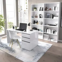Scrivania 139x60cm ufficio salvaspazio moderna bianco Virgil