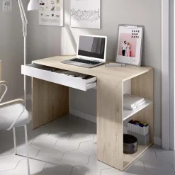 Scrivania 115x50cm ufficio salvaspazio rovere bianco opaco Tiger