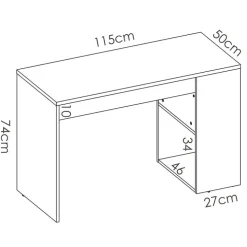 Scrivania 115x50cm ufficio salvaspazio rovere bianco opaco Tiger