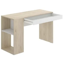 Scrivania 115x50cm ufficio salvaspazio rovere bianco opaco Tiger