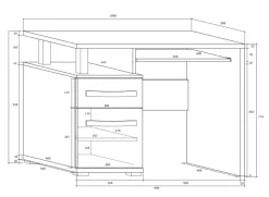 Scrivania 100x53cm ufficio salvaspazio bianco opaco e nero lucido Rosy