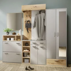 Set mobili ingresso 240x201h cm rovere naturale beige satinato Kenya