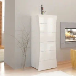 Settimino 50x122h cm 6 cassetti moderno bianco lucido Neve