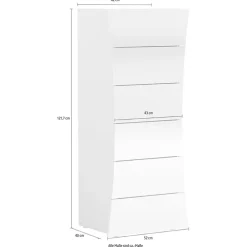Settimino 50x122h cm 6 cassetti moderno bianco lucido Neve