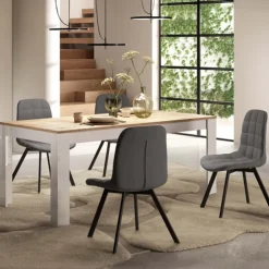 Tavolo allungabile 137/185cm bianco lucido rovere chiaro Istria