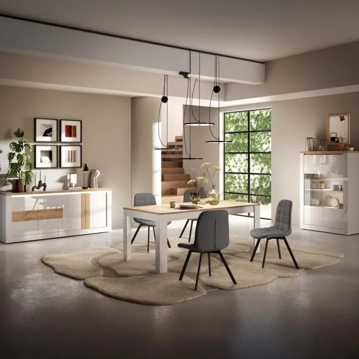 Tavolo allungabile 137/185cm bianco lucido rovere chiaro Istria