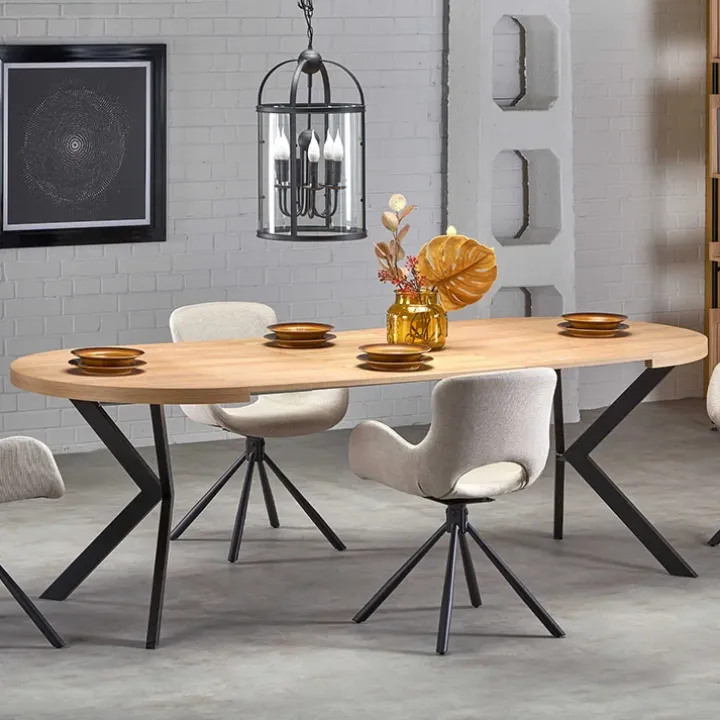 Tavolo allungabile 100/250cm da pranzo rovere dorato nero Agri