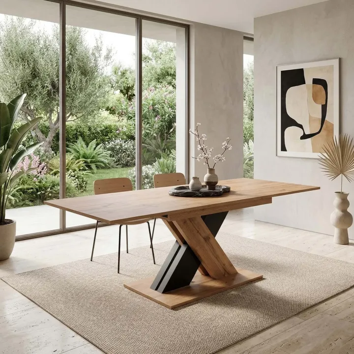 Tavolo allungabile 130/175cm da pranzo moderno rovere nero Brenta