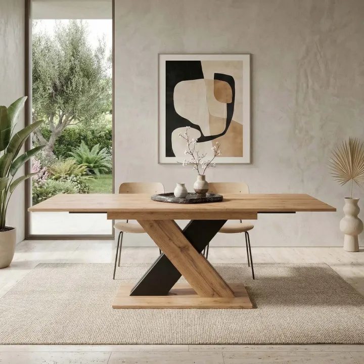 Tavolo allungabile 130/175cm da pranzo moderno rovere nero Brenta