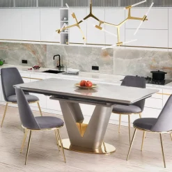 Tavolo allungabile 160/220cm da pranzo effetto marmo grigio Adige