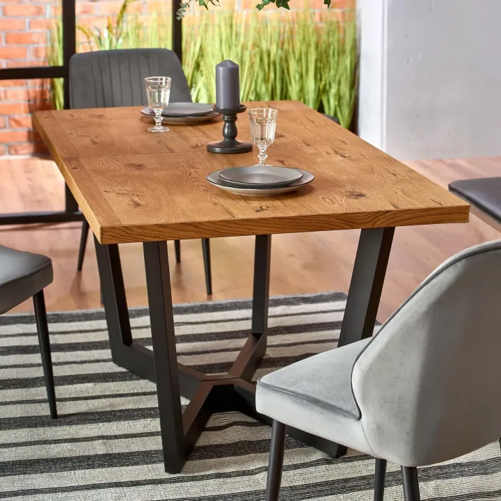 Tavolo allungabile 160/250cm design moderno rovere rustico nero Ridge