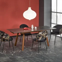 Tavolo allungabile 140/200cm effetto marmo nero rovere scuro Rinaldo