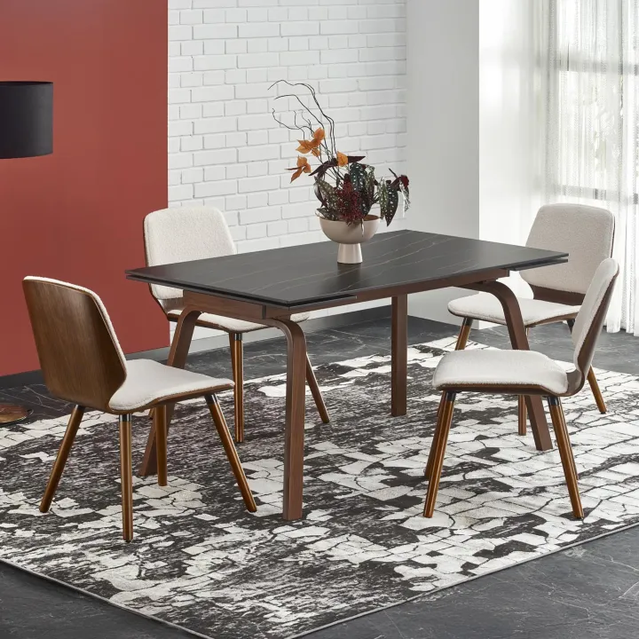 Tavolo allungabile 140/200cm effetto marmo nero rovere scuro Rinaldo
