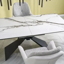 Tavolo allungabile 180/230cm effetto marmo bianco nero Silvano