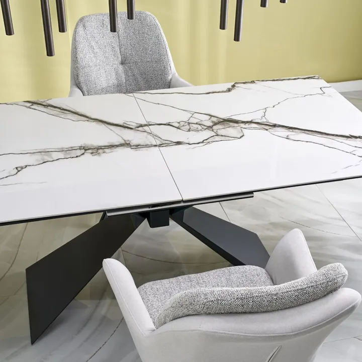 Tavolo allungabile 180/230cm effetto marmo bianco nero Silvano