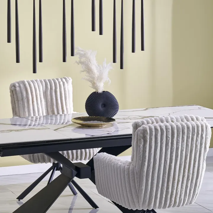 Tavolo allungabile 180/230cm effetto marmo bianco nero Silvano