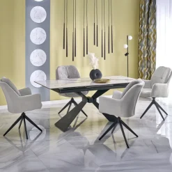 Tavolo allungabile 180/230cm effetto marmo bianco nero Silvano