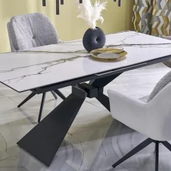 Tavolo allungabile 180/230cm effetto marmo bianco nero Silvano