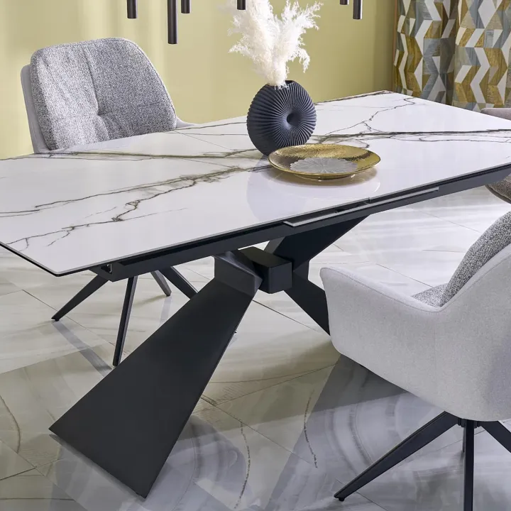 Tavolo allungabile 180/230cm effetto marmo bianco nero Silvano