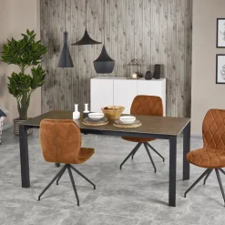 Tavolo allungabile 120/180cm effetto pietra acciaio nero Alder