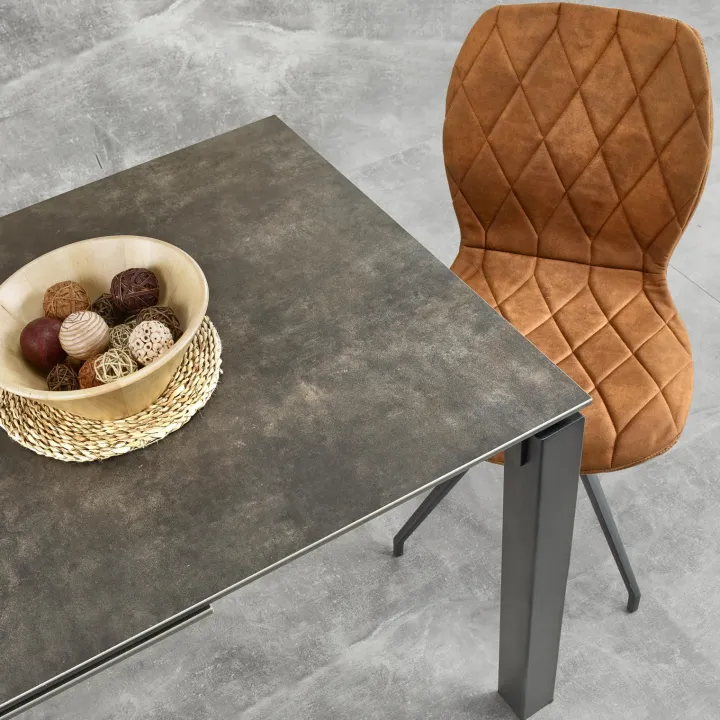 Tavolo allungabile 120/180cm effetto pietra acciaio nero Alder