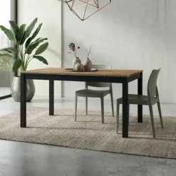 Tavolo allungabile 160/220 cm industrial rovere rustico metallo ossido Alanda