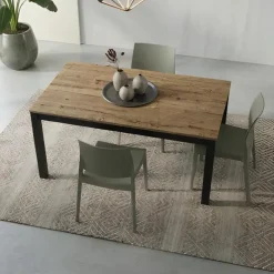 Tavolo allungabile 160/220 cm industrial rovere rustico metallo ossido Alanda