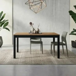 Tavolo allungabile 160/220 cm industrial rovere rustico metallo ossido Alanda