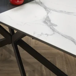 Tavolo allungabile 160/200cm moderno effetto marmo bianco nero Lennox