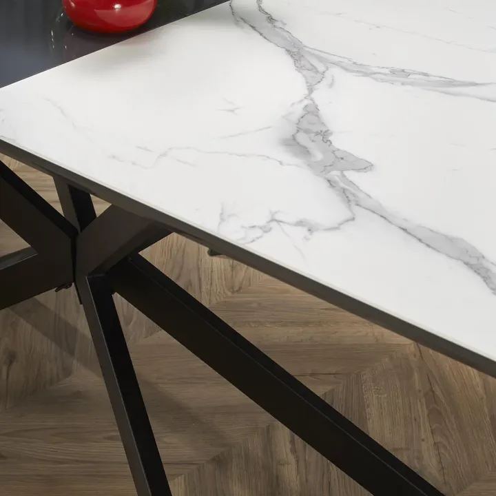 Tavolo allungabile 160/200cm moderno effetto marmo bianco nero Lennox