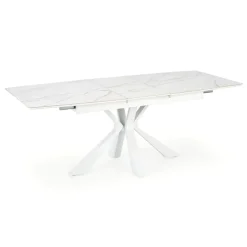 Tavolo allungabile 160/200cm moderno effetto marmo bianco Lucinda
