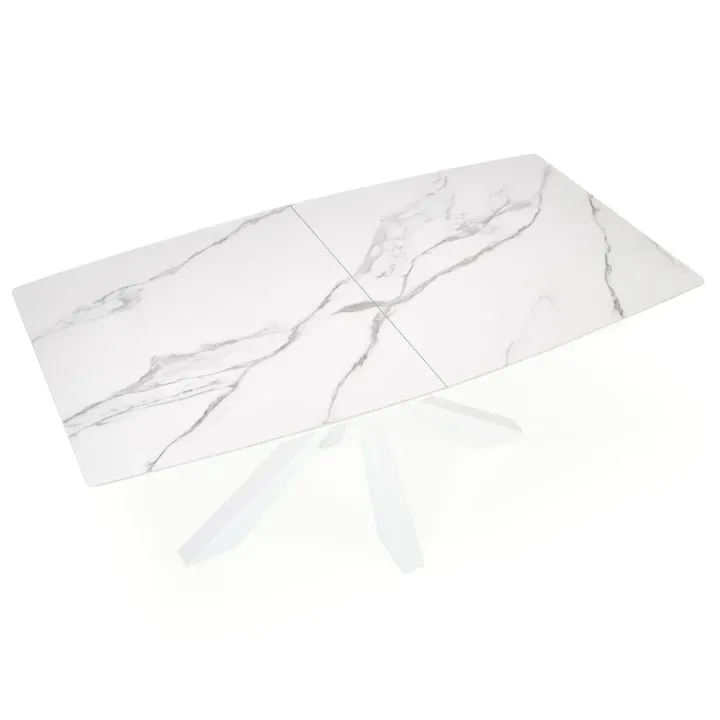 Tavolo allungabile 160/200cm moderno effetto marmo bianco Lucinda