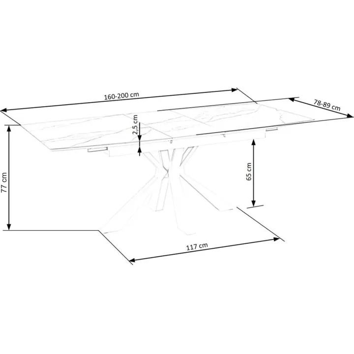 Tavolo allungabile 160/200cm moderno effetto marmo bianco Lucinda