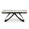 Tavolo allungabile 180/260cm moderno effetto marmo bianco lucido nero Novellino