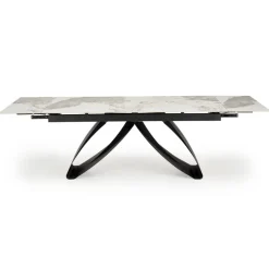 Tavolo allungabile 180/260cm moderno effetto marmo bianco lucido nero Novellino