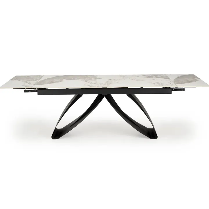 Tavolo allungabile 180/260cm moderno effetto marmo bianco lucido nero Novellino