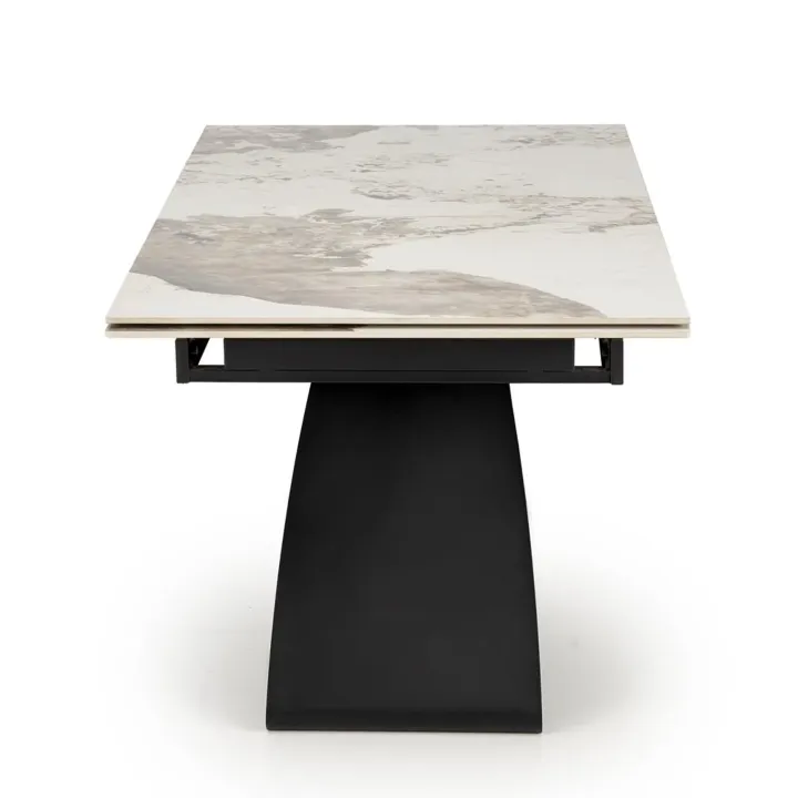Tavolo allungabile 180/260cm moderno effetto marmo bianco lucido nero Novellino