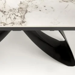 Tavolo allungabile 180/260cm moderno effetto marmo bianco lucido nero Novellino