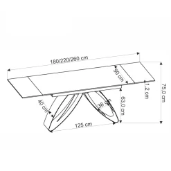 Tavolo allungabile 180/260cm moderno effetto marmo bianco lucido nero Novellino