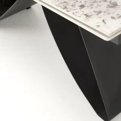 Tavolo allungabile 180/260cm moderno effetto marmo bianco lucido nero Novellino