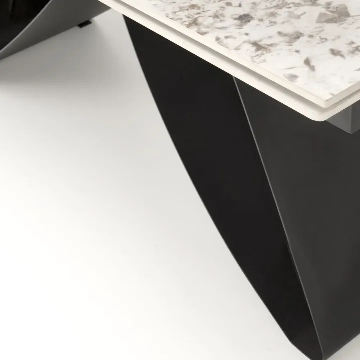 Tavolo allungabile 180/260cm moderno effetto marmo bianco lucido nero Novellino