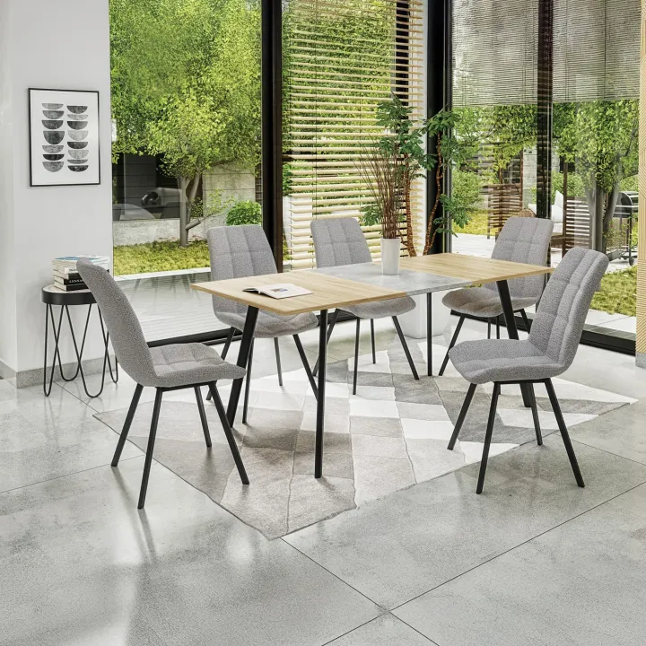 Tavolo allungabile 120/160 cm moderno rovere sonoma grigio nero Odran